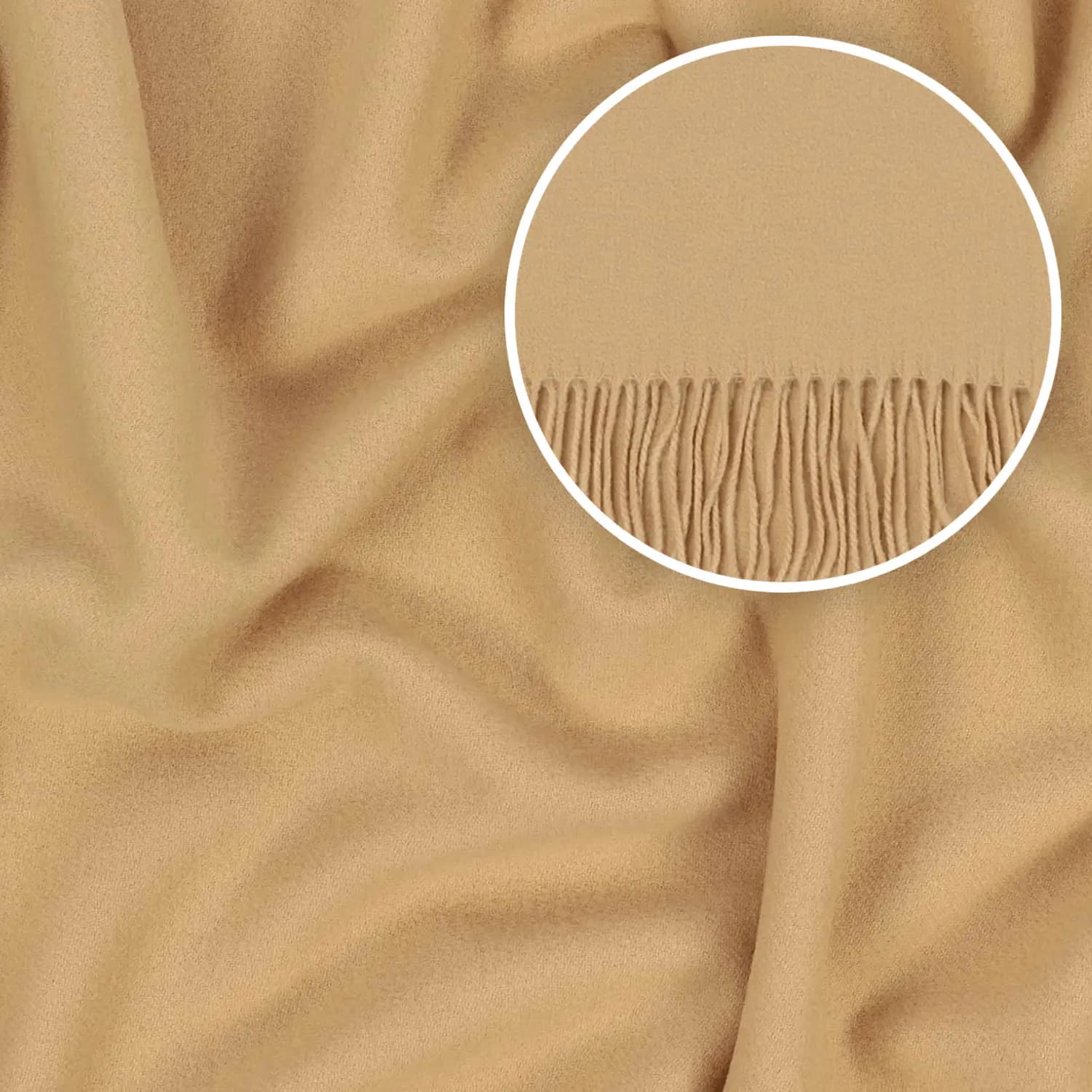 Beige Wool Scarf – 100% Wool Winter Scarf, 11.8"x78.7" - View 3