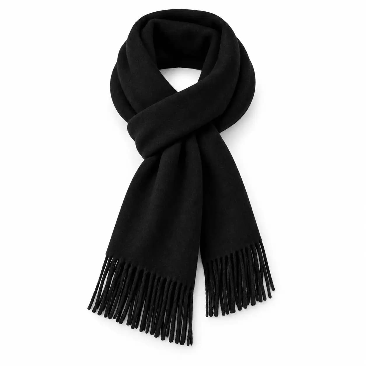 Black Wool Scarf for Men & Women - 100% Wool, 11.8x78.7 inches - View 4