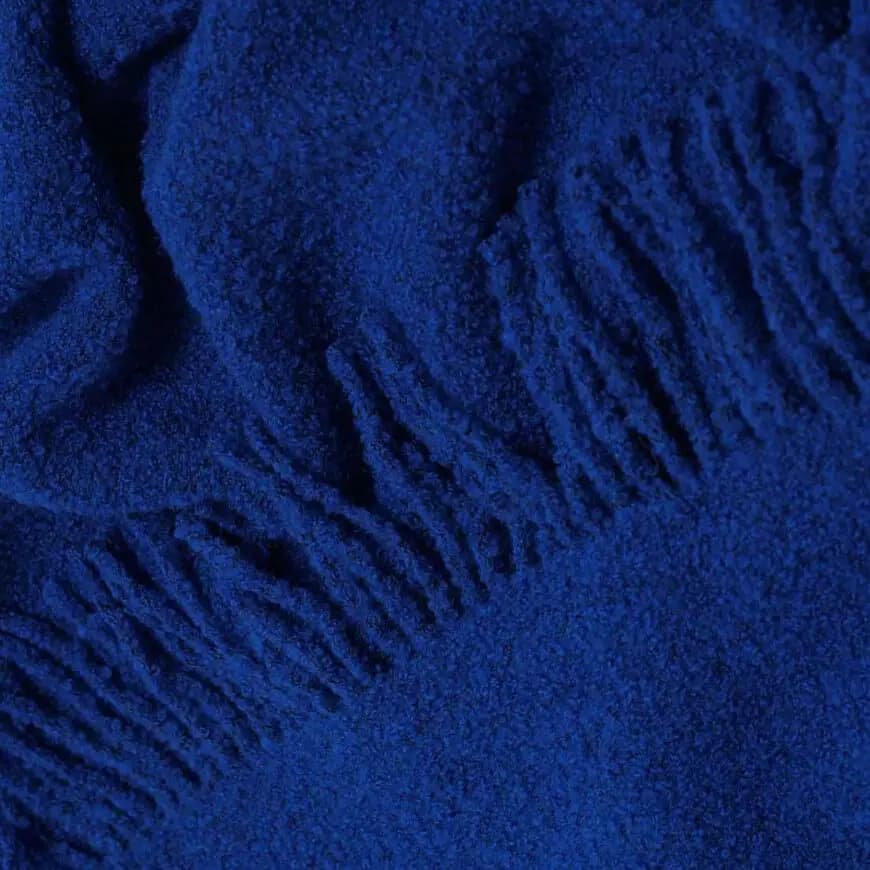 Royal Blue Bouclé Wool Throw Blanket - View 3
