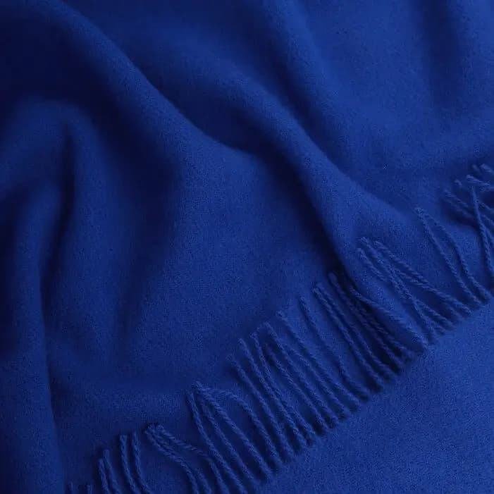 Royal Blue Throw Blanket, 100% Wool, 140x200 cm (55" x 79") - View 2